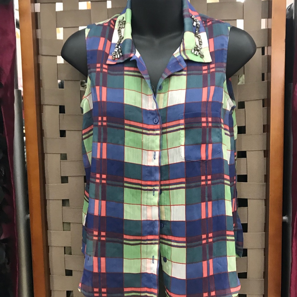 Plaid Chiffon Button up shirt